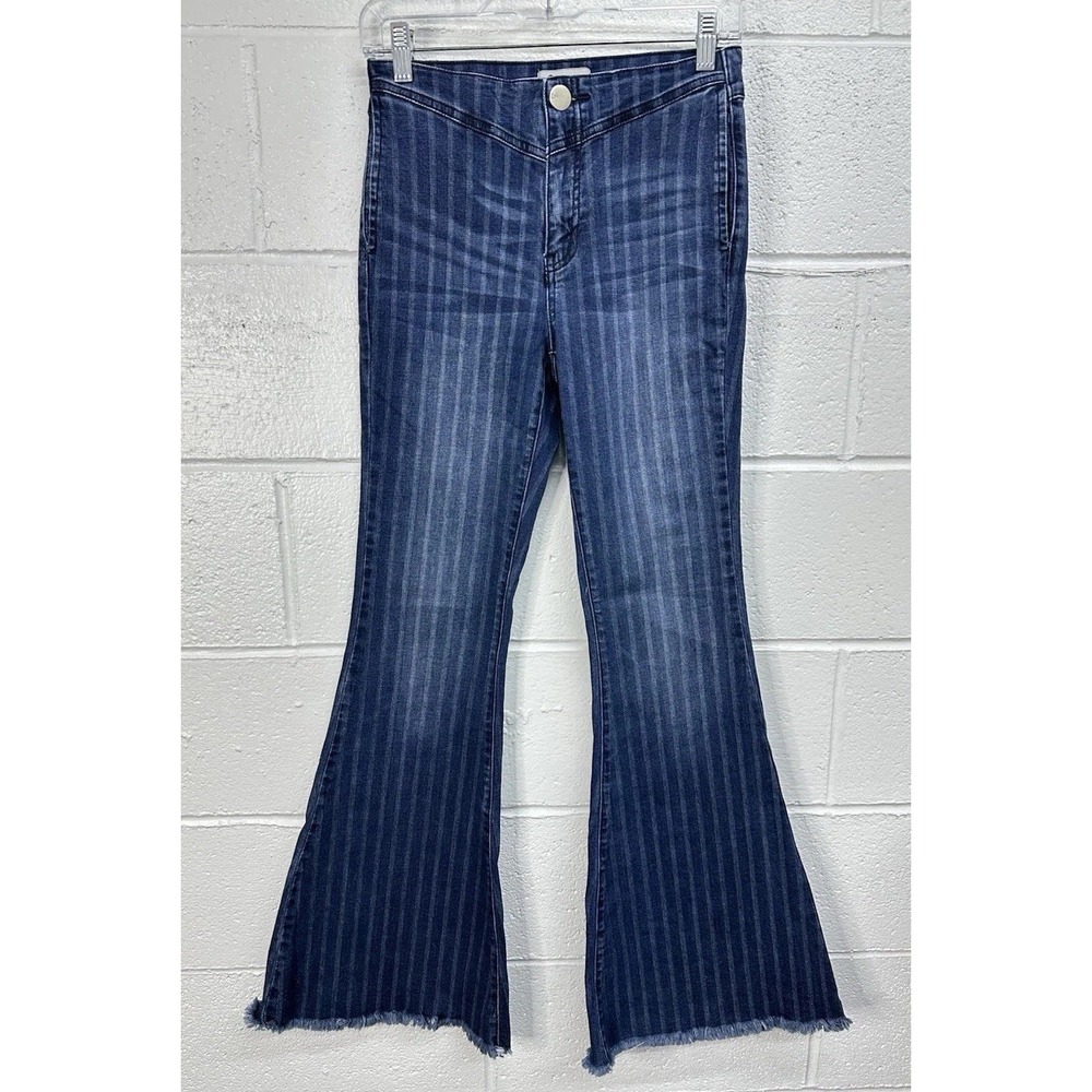 Litz by Uniq Jeans Blue Striped Flare Bell Bottom Raw Hem / Women's‎ 27 5